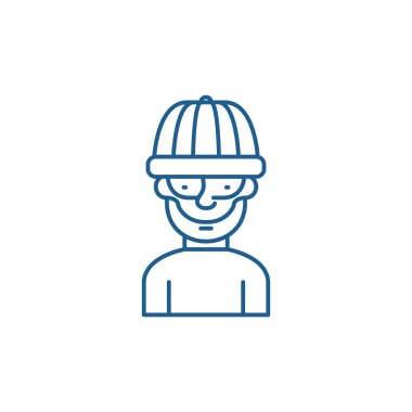 Hırsız çizgi simgesini kavramı. Soyguncu düz vektör simgesi, işaret, anahat illüstrasyon.