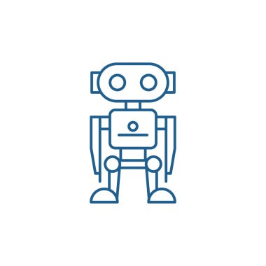 Robot satırı simgesi kavramı. Robot düz vektör simgesi, işaret, anahat illüstrasyon.