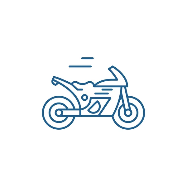 Концепция гоночной велосипедной линии. Символ бега велосипед плоский вектор, знак, набросок иллюстрации . — стоковый вектор