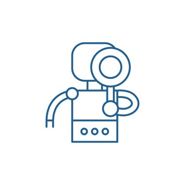 Arama robot satırı simgesi kavramı. Arama robot düz vektör simgesi, işaret, anahat illüstrasyon.