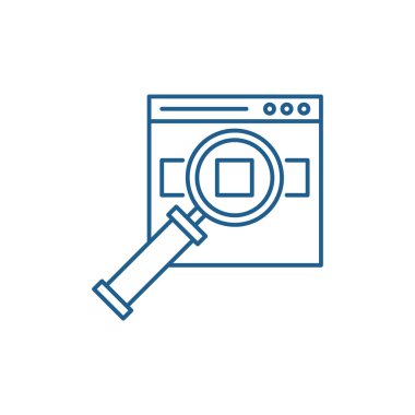 Site satırı simgesi kavramı ürünlerde arayın. Arama sitesi düz vektör simgesi, işaret, anahat illüstrasyon ürünler için.