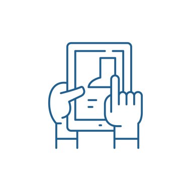 Online mağaza satırı simgesi kavramı malların yelpazesi. Online mağaza düz vektör simgesi, işaret, anahat illüstrasyon malların seçimi.