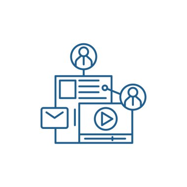 Paylaşım içerik satırı simgesi kavramı. Paylaşım içerik düz vektör simgesi, işaret, anahat illüstrasyon.