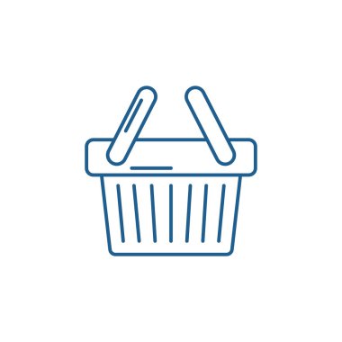 Alışveriş sepeti satırı simgesi kavramı. Alışveriş sepeti düz vektör simgesi, işaret, anahat illüstrasyon.