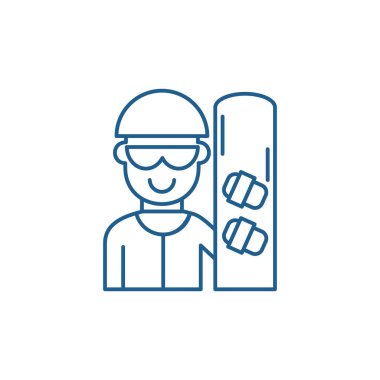 Kaykaycı satırı simgesi kavramı. Kaykaycı düz vektör simgesi, işaret, anahat illüstrasyon.