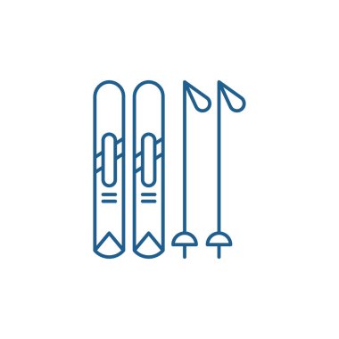 Kayak Oyun çizgi simgesini kavramı. Kayak Oyun düz vektör simgesi, işaret, anahat illüstrasyon.