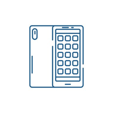 Smartphone uygulamaları satırı simgesi kavramı. Smartphone uygulamaları düz vektör simgesi, işaret, anahat illüstrasyon.