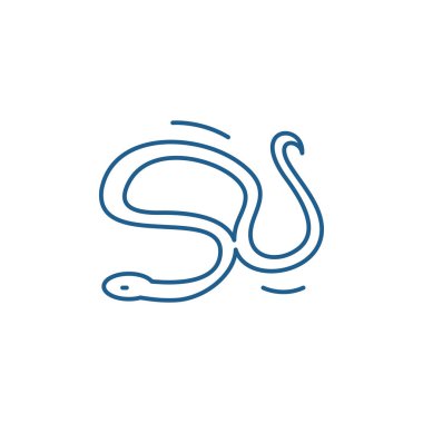 Yılan satırı simgesi kavramı. Yılan düz vektör simgesi, işaret, anahat illüstrasyon.