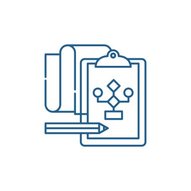 Çözüm sorunu satırı simgesi kavramının. Çözüm sorun düz vektör simgesi, işaret, anahat illüstrasyon.