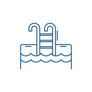 Spor havuzu satırı simgesi kavramı. Spor havuzu düz vektör simgesi, işaret, anahat illüstrasyon.