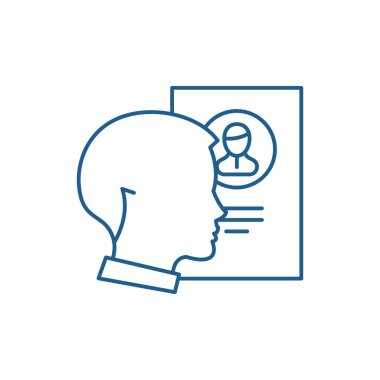 Personel analiz satırı simgesi kavramı. Personel analiz düz vektör simgesi, işaret, anahat illüstrasyon.