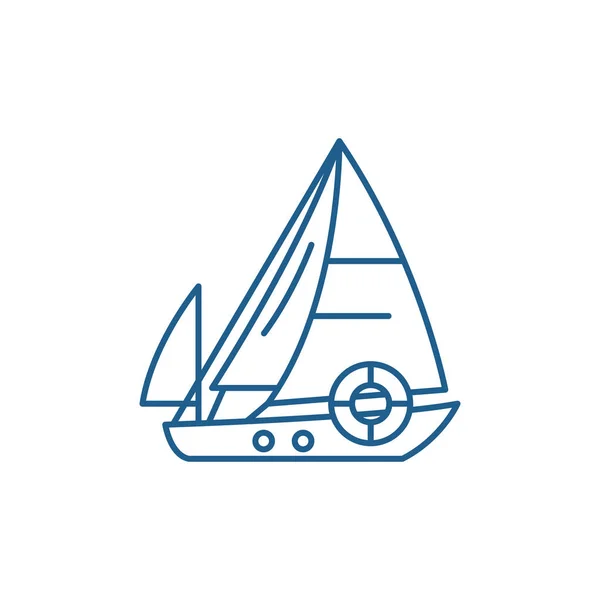 Segelboot Linie Icon-Konzept. Segelboot flache Vektorsymbol, Zeichen, Umriss Illustration. — Stockvektor