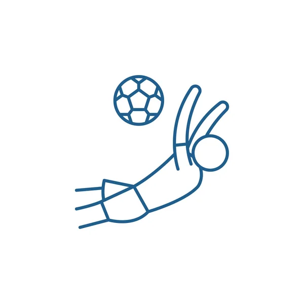 Marque um gol no conceito de ícone de linha de futebol. Marcar um gol no futebol símbolo vetorial plana, sinal, ilustração esboço . — Vetor de Stock