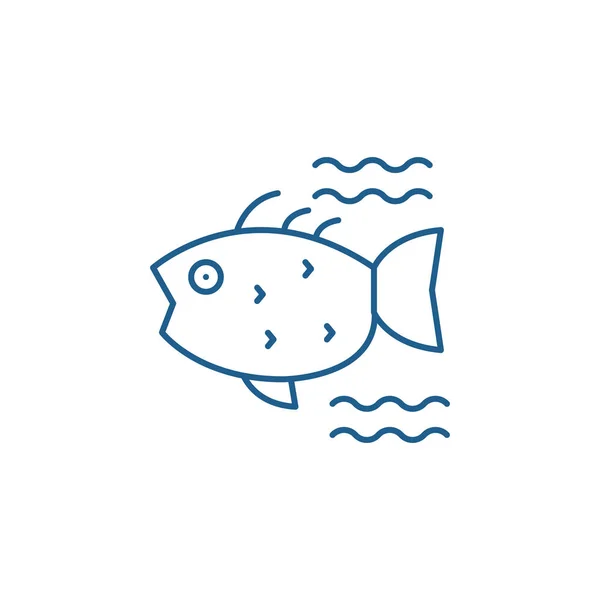 Zeevis lijn pictogram concept. Zee vis platte vector symbool, teken, overzicht illustratie. — Stockvector