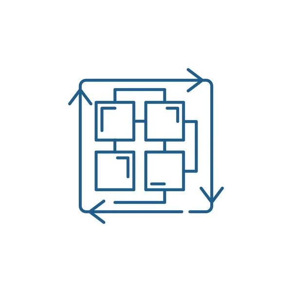 Abfolge von Prozessen Linie Icon-Konzept. Abfolge von Prozessen Flächenvektorsymbol, Vorzeichen, Umrissdarstellung. — Stockvektor