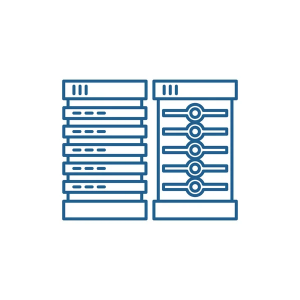 Concepto de icono de línea de servidores. Servidores vector plano símbolo, signo, esquema ilustración . — Vector de stock