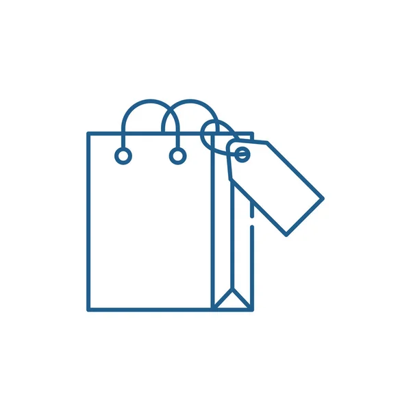 Concepto de icono de línea de paquete de compras. Paquete de compras vector plano símbolo, signo, esquema ilustración . — Vector de stock
