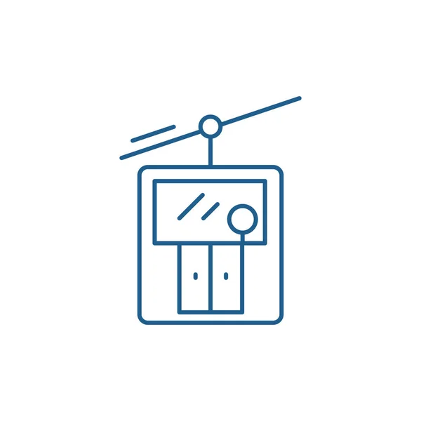 Esqui conceito ícone de linha de elevador. Ski elevador símbolo vetorial plana, sinal, ilustração esboço . —  Vetores de Stock