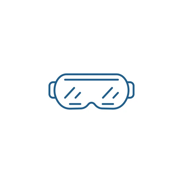 Kayak koruyucu gözlük hat simgesi kavramı. Kayak gözlüğü düz vektör simgesi, işaret, anahat illüstrasyon. — Stok Vektör