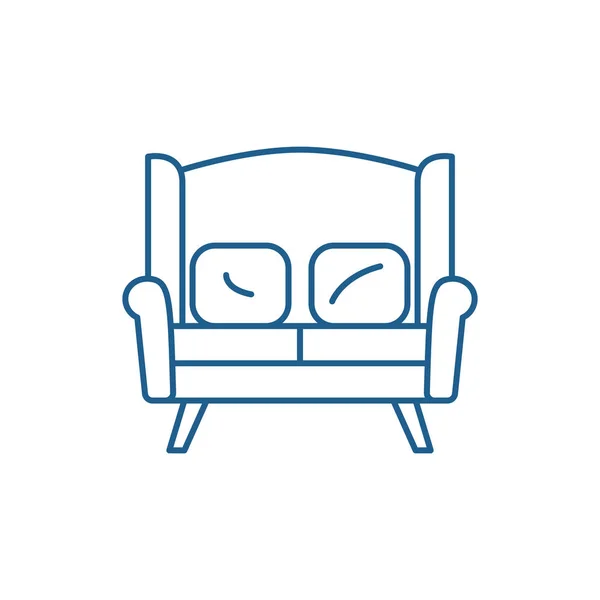 Sofa dla dwóch linii ikona koncepcja. Sofa dla dwóch płaskich wektor symbol, znak, ilustracja kontur. — Wektor stockowy