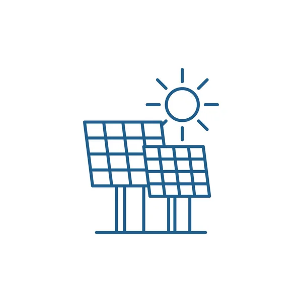 Solární energie line ikonu koncept. Solární energie plochý vektor symbol, znamení, obrys obrázku. — Stockový vektor