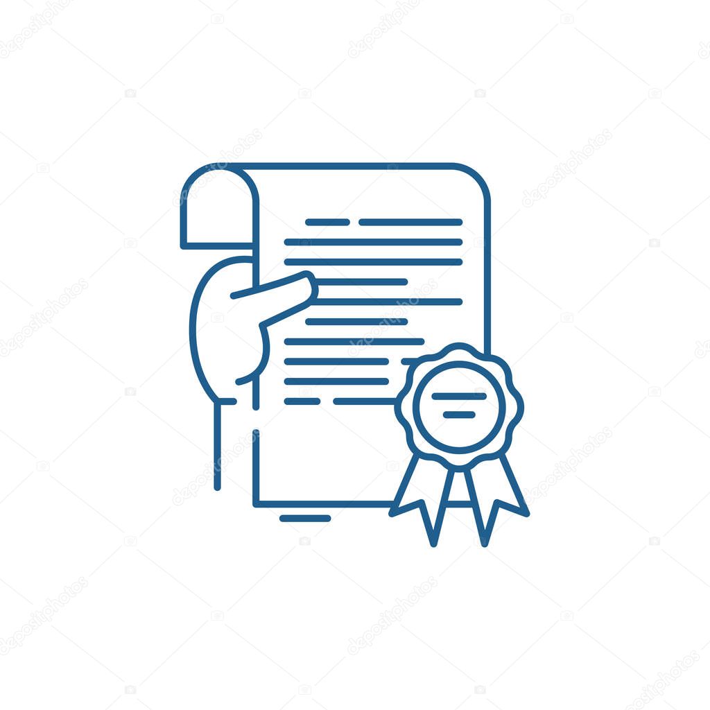 Science diploma  line icon concept. Science diploma  flat  vector symbol, sign, outline illustration.