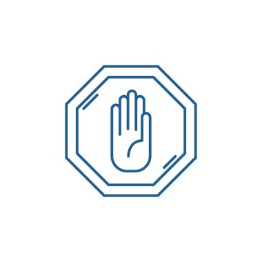 Satırı simgesi kavramı durdurmak. Dur düz vektör simgesi, işaret, anahat illüstrasyon.