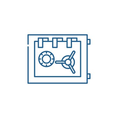 Güvenli hat simgesi kavramı depoda. Depolama güvenli düz vektör simgesi, işaret, anahat illüstrasyon.