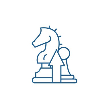 Strateji satırı simgesi kavramı. Strateji düz vektör simgesi, işaret, anahat illüstrasyon.