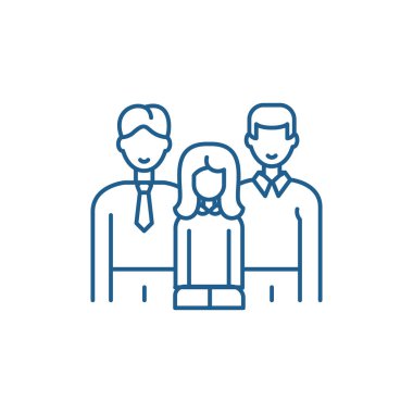 Öğrenciler satırı simgesi kavramı. Öğrenciler düz vektör simgesi, işaret, anahat illüstrasyon.