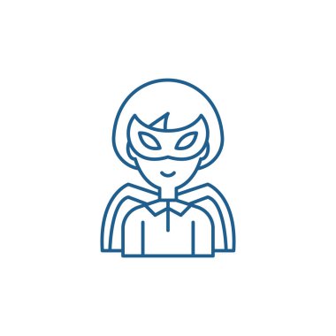 Süper kahraman çizgi simgesini kavramı. Süper kahraman düz vektör simgesi, işaret, anahat illüstrasyon.