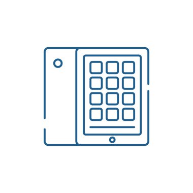 Tablet ve durum satırı simgesi kavramı. Tablet ve büyük düz vektör simgesi, işaret, resim anahat.