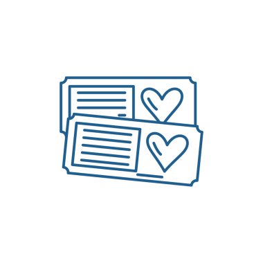 İki satır simgesi kavramı için bilet. İki düz vektör simgesi, işareti, biletlerini illüstrasyon anahat.