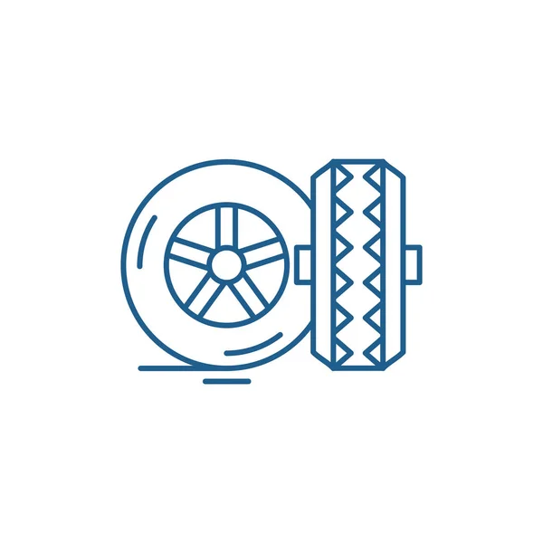 Conceito de ícone de linha de pneus. Pneus símbolo vetorial plana, sinal, ilustração esboço . —  Vetores de Stock