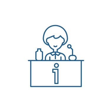 TV ünlü çizgi simgesini kavramı. TV ünlü düz vektör simgesi, işaret, anahat illüstrasyon.