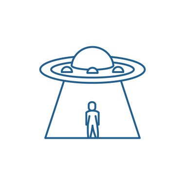 UFO line simgesi kavramı. UFO düz vektör simgesi, işaret, anahat illüstrasyon.