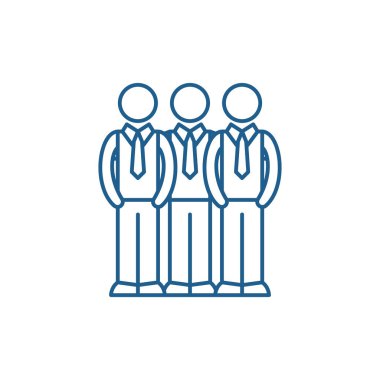 Birleşim satırı simgesi kavramı. Sendika düz vektör simgesi, işaret, anahat illüstrasyon.