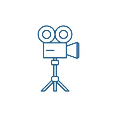 Video çekim satırı simgesi kavramı. Video çekim düz vektör simgesi, işaret, anahat illüstrasyon.