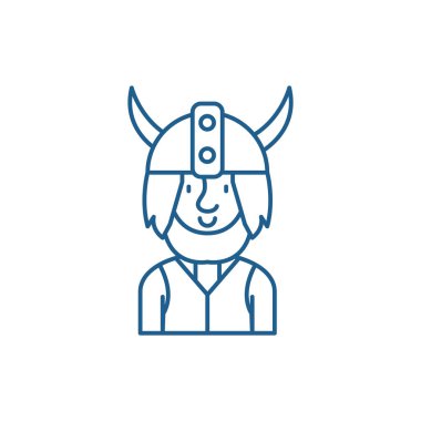 Viking line simgesi kavramı. Viking düz vektör simgesi, işaret, anahat illüstrasyon.