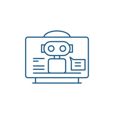 Sanal Yardımcısı satırı simgesi kavramı. Sanal Yardımcısı düz vektör simgesi, işaret, anahat illüstrasyon.