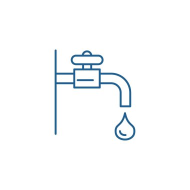Su dokunun satırı simgesi kavramı. Su musluk düz vektör simgesi, işaret, anahat illüstrasyon.