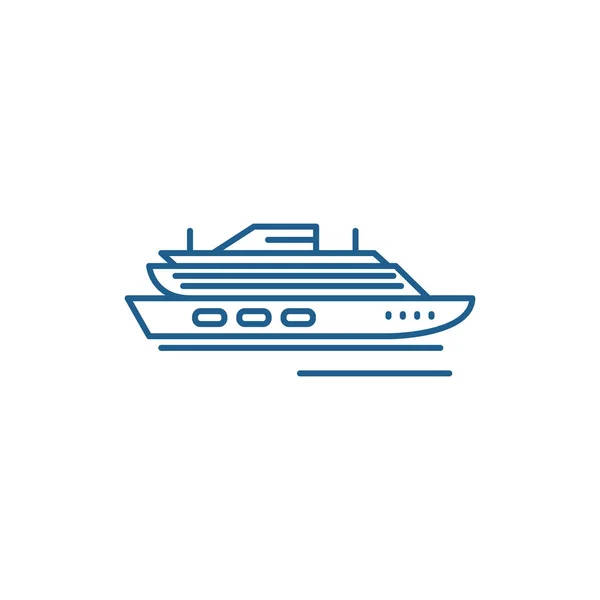Seyahat cruise gemi satırı simgesi kavramı. Seyahat cruise gemi düz vektör simgesi, işaret, anahat illüstrasyon. — Stok Vektör