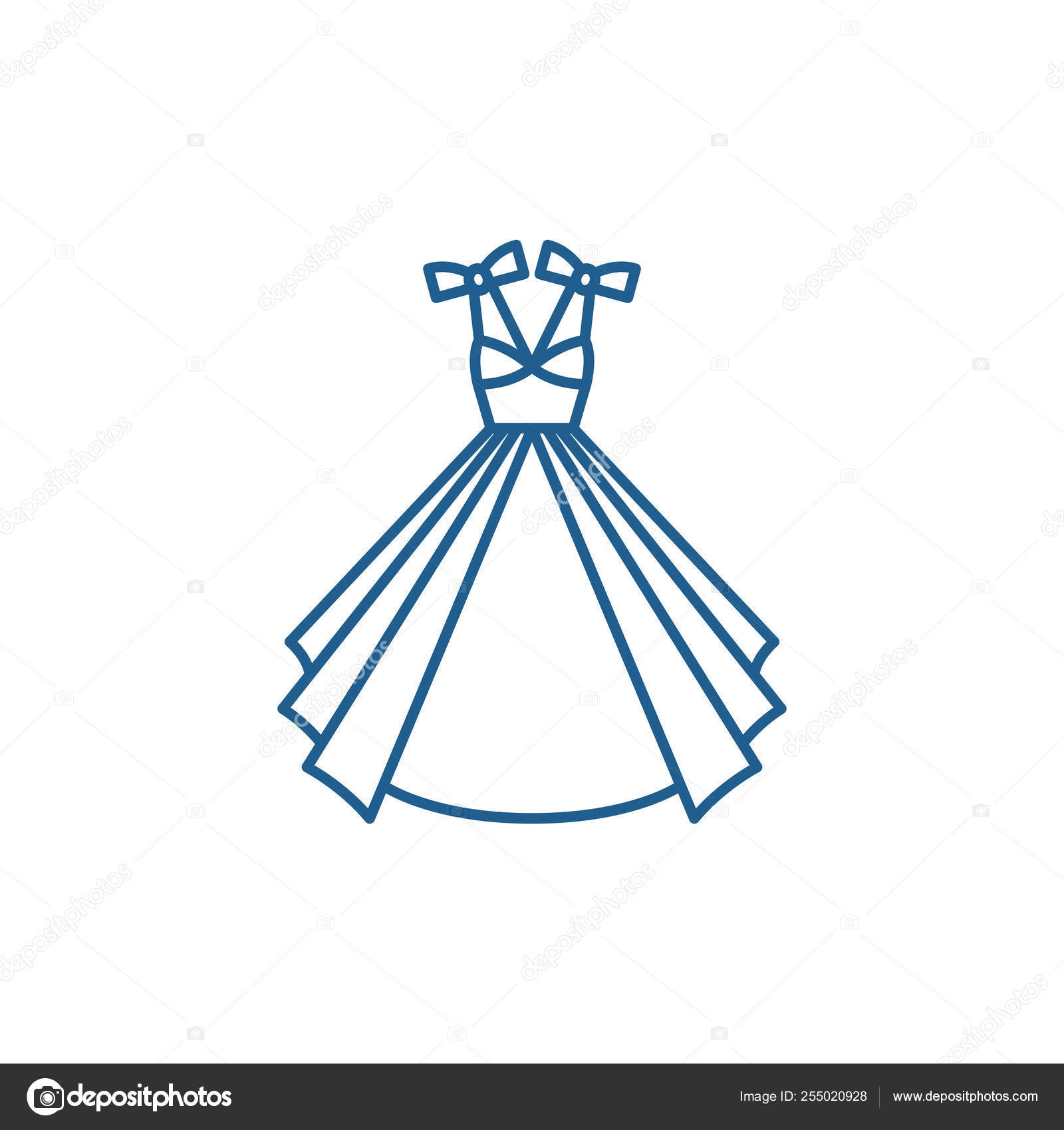 Wedding Dress Line Icon Concept Wedding Dress Flat Vector Symbol
