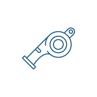 Satırı simgesi kavramı ıslık. Düdük düz vektör simgesi, işaret, anahat illüstrasyon.