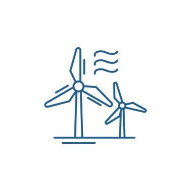 Rüzgar güç hat simgesi kavramı. Rüzgar gücü düz vektör simgesi, işaret, anahat illüstrasyon.