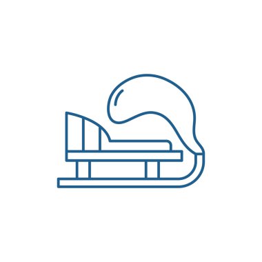 Kış kızak satırı simgesi kavramı. Kış kızak düz vektör simgesi, işaret, anahat illüstrasyon.