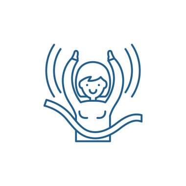 Bayan zafer satırı simgesi kavramı. Bayan zafer düz vektör simgesi, işaret, anahat illüstrasyon.