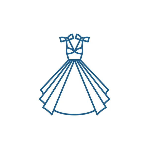 Концепция иконы свадебного платья. Символ свадебного платья плоский вектор, знак, набросок иллюстрации . — стоковый вектор