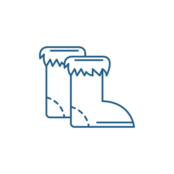 Winter boots line icon concept. Winter boots flat  vector symbol, sign, outline illustration. — Stock Vector