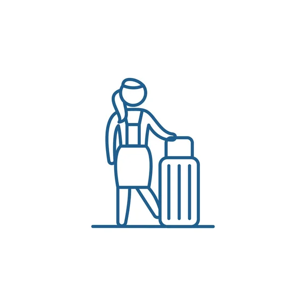 Női utazási ikon koncepciójában. Női utazási lapos vektor szimbólum, jel, szerkezeti ábra. — Stock Vector